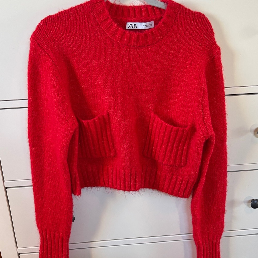 Zara Cropped Crew Neck Sweater